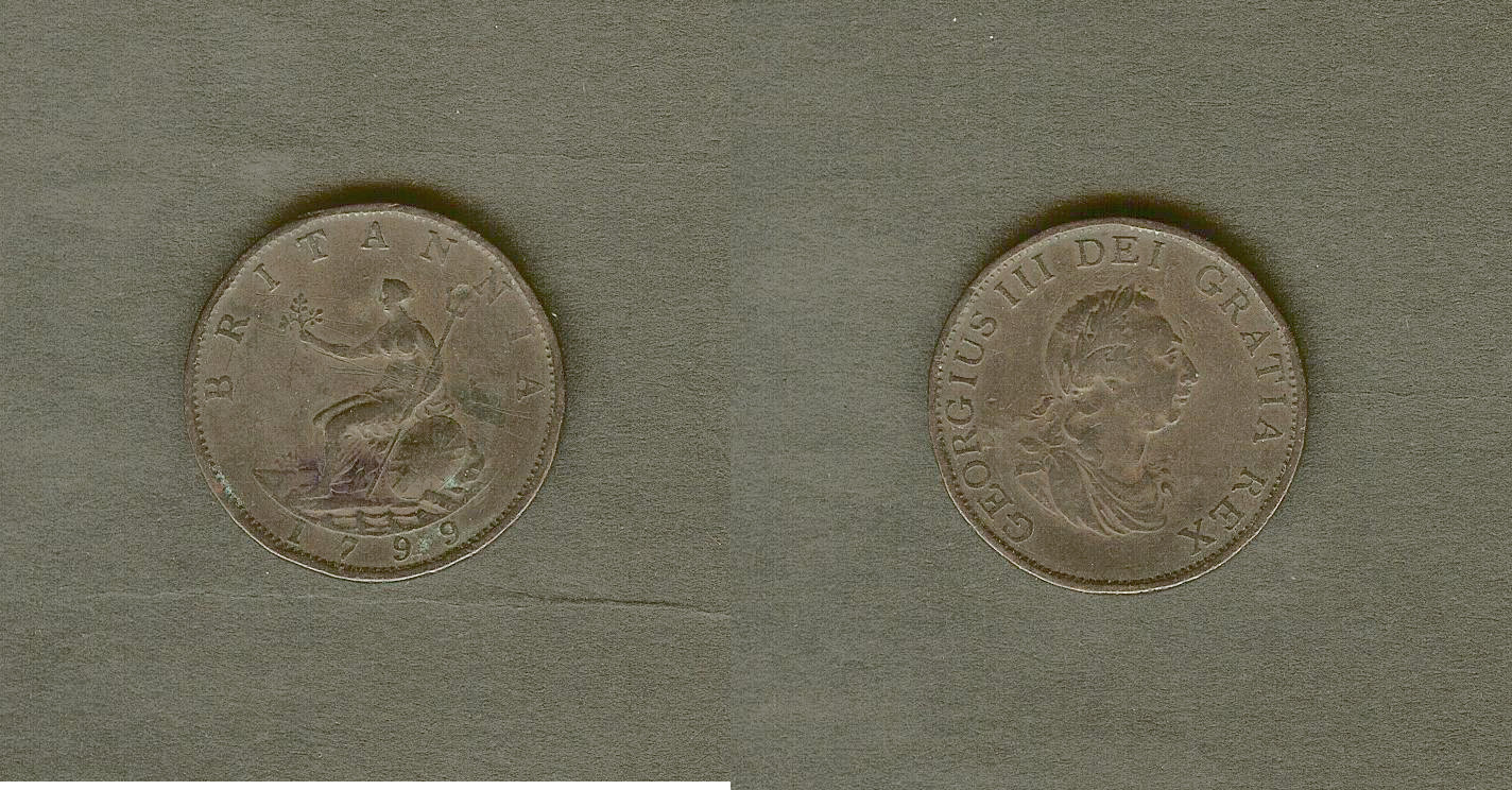 Royaume Uni demi penny - George III 1799 TTB